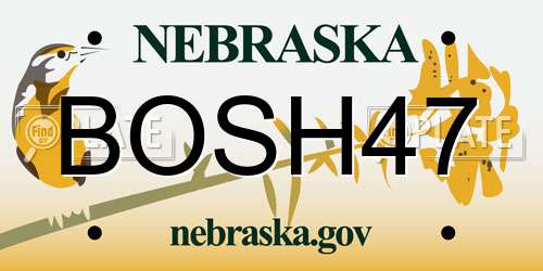 BOSH47 Nebraska License Plate