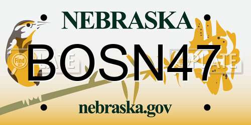 BOSN47 Nebraska License Plate
