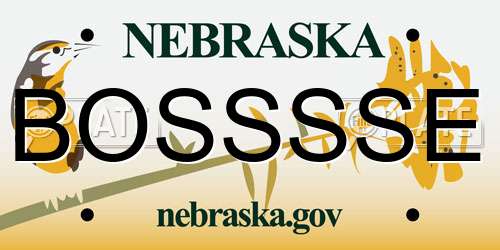 BOSSSSE Nebraska License Plate