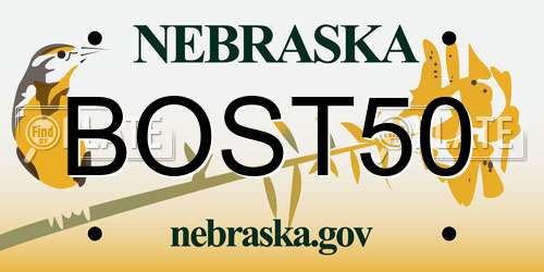 BOST50 Nebraska License Plate