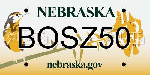 BOSZ50 Nebraska License Plate