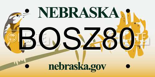 BOSZ80 Nebraska License Plate