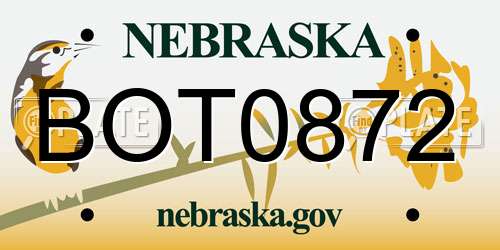 BOT0872 Nebraska License Plate