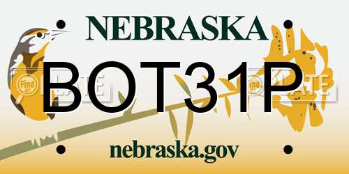 BOT31P Nebraska License Plate