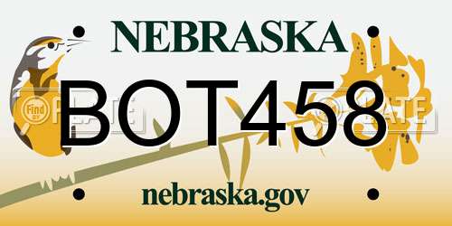 BOT458 Nebraska License Plate