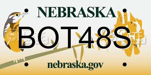 BOT48S Nebraska License Plate