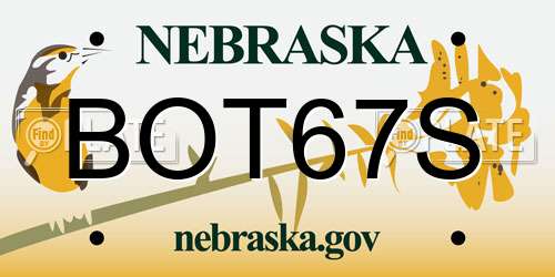 BOT67S Nebraska License Plate