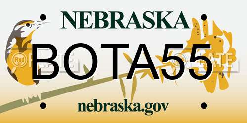 BOTA55 Nebraska License Plate