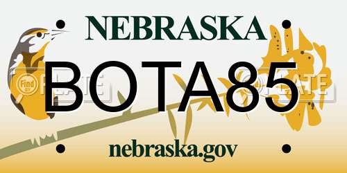 BOTA85 Nebraska License Plate
