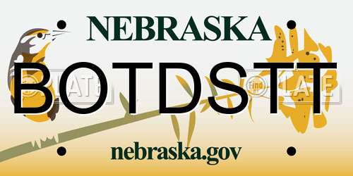 BOTDSTT Nebraska License Plate