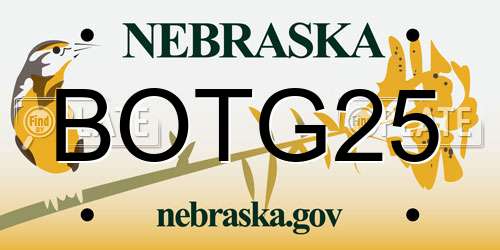 BOTG25 Nebraska License Plate