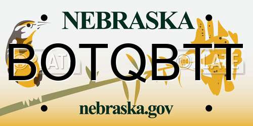BOTQBTT Nebraska License Plate