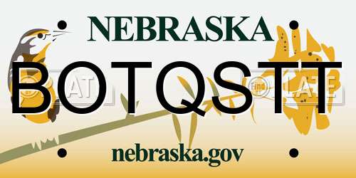BOTQSTT Nebraska License Plate