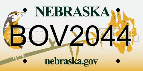 BOV2044 Nebraska License Plate