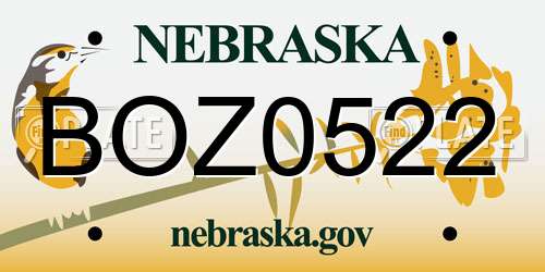 BOZ0522 Nebraska License Plate