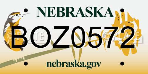 BOZ0572 Nebraska License Plate