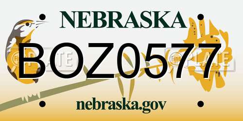 BOZ0577 Nebraska License Plate
