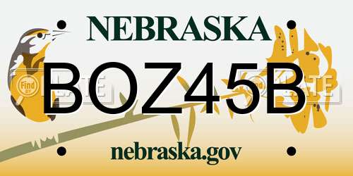 BOZ45B Nebraska License Plate