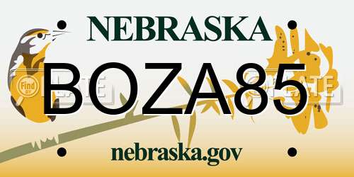 BOZA85 Nebraska License Plate