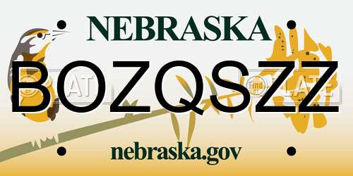 BOZQSZZ Nebraska License Plate
