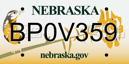 BP0V359 Nebraska License Plate