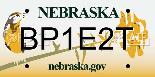 BP1E2T Nebraska License Plate