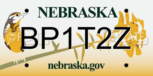 BP1T2Z Nebraska License Plate