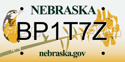 BP1T7Z Nebraska License Plate