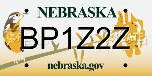BP1Z2Z Nebraska License Plate