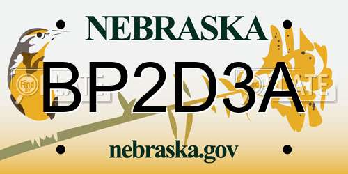BP2D3A Nebraska License Plate