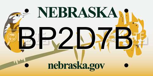 BP2D7B Nebraska License Plate
