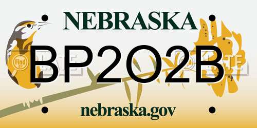 BP2O2B Nebraska License Plate