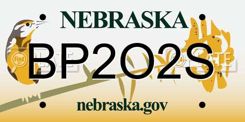 BP2O2S Nebraska License Plate