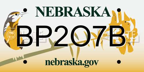 BP2O7B Nebraska License Plate
