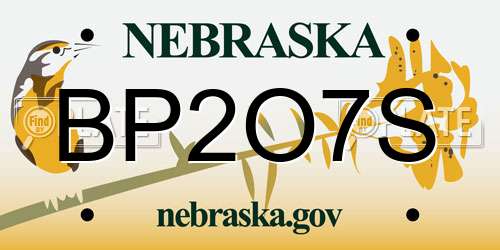 BP2O7S Nebraska License Plate