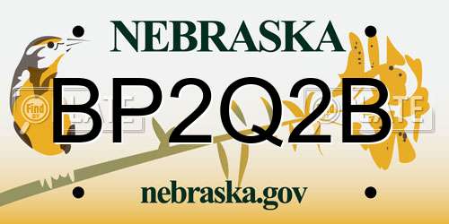BP2Q2B Nebraska License Plate