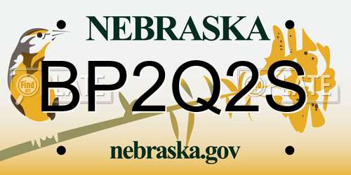 BP2Q2S Nebraska License Plate