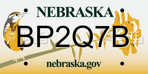 BP2Q7B Nebraska License Plate