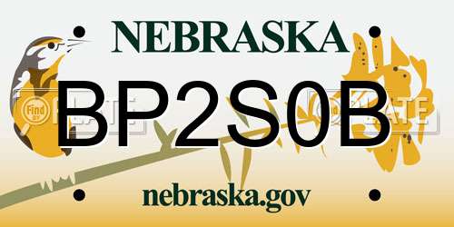 BP2S0B Nebraska License Plate