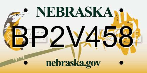 BP2V458 Nebraska License Plate