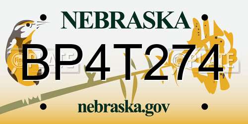 BP4T274 Nebraska License Plate