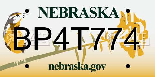 BP4T774 Nebraska License Plate