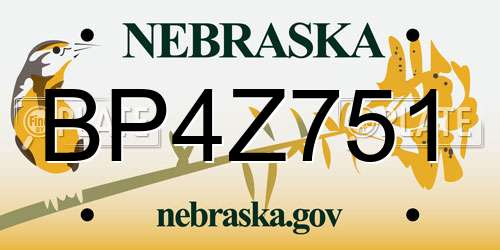 BP4Z751 Nebraska License Plate