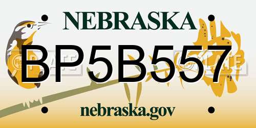 BP5B557 Nebraska License Plate