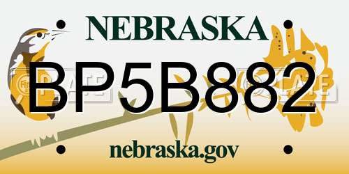 BP5B882 Nebraska License Plate