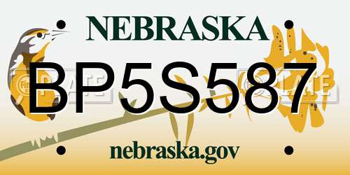 BP5S587 Nebraska License Plate