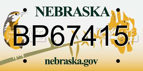 BP67415 Nebraska License Plate