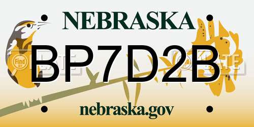 BP7D2B Nebraska License Plate