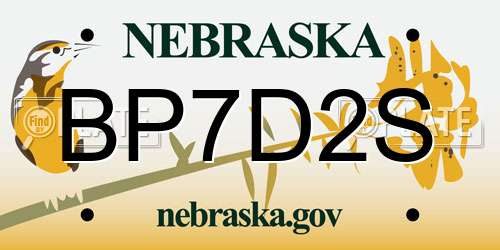 BP7D2S Nebraska License Plate