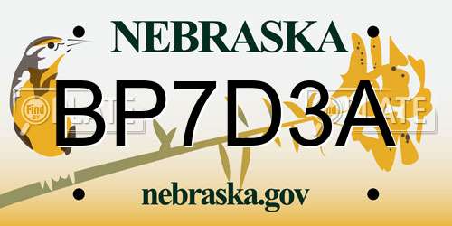 BP7D3A Nebraska License Plate